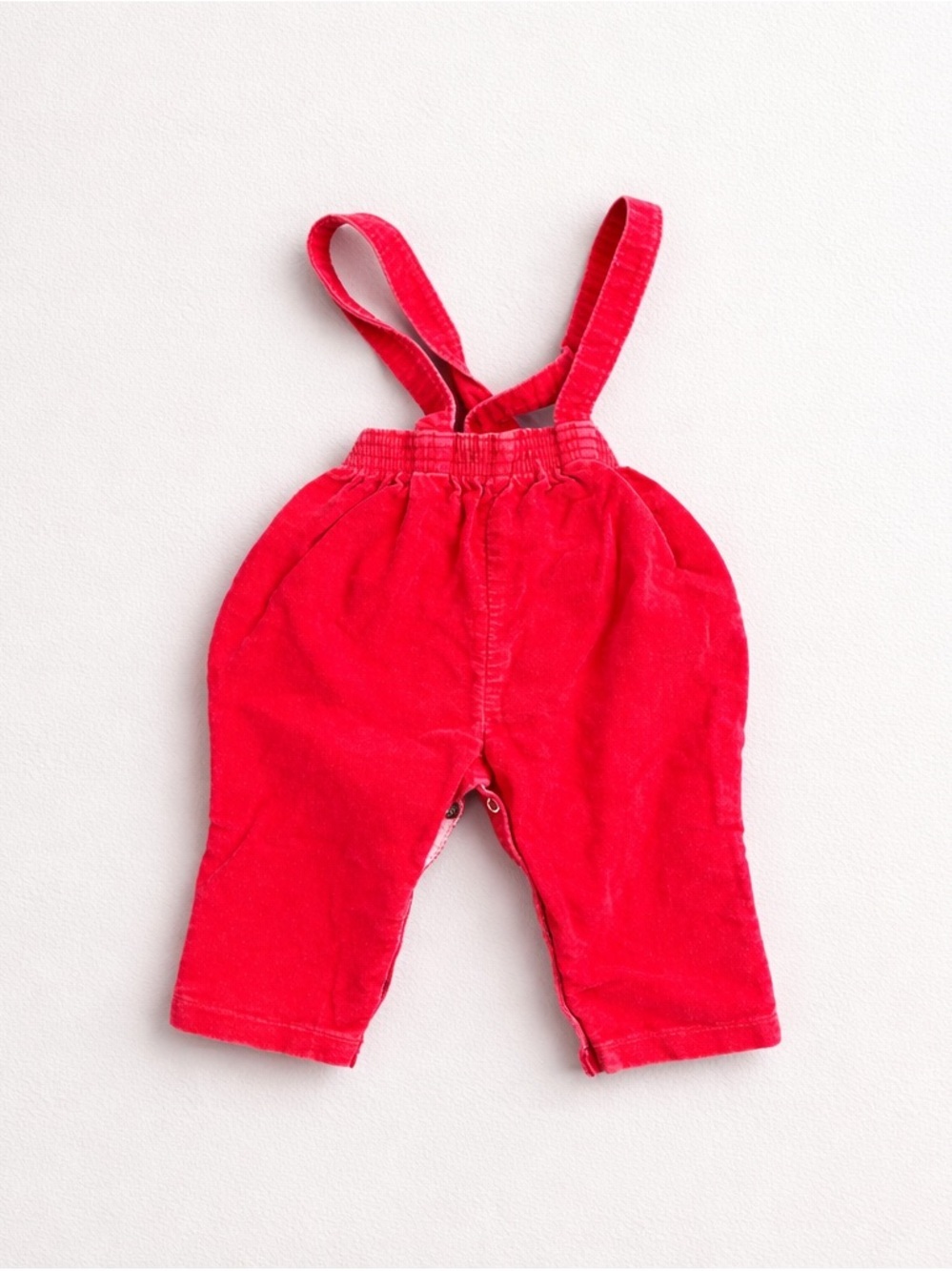 Red Corduroy Suspender Pants for Kids